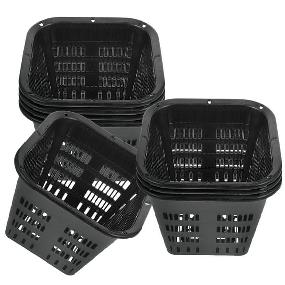 OATIPHO 8Pcs Durable Plastic Net Pots for Hydroponic Planting with Airflow Holes and Black Finish
