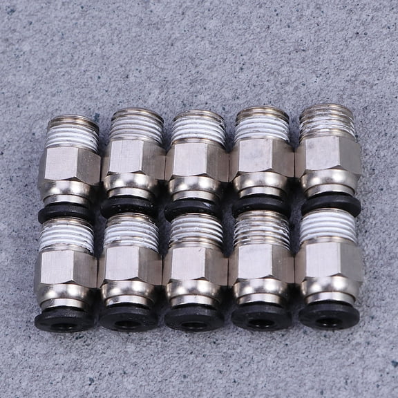 OATIPHO 3D Printer Ptfe Tubing Fittings, Male Straight Pneumatic, Plated Silver, 8Pcs