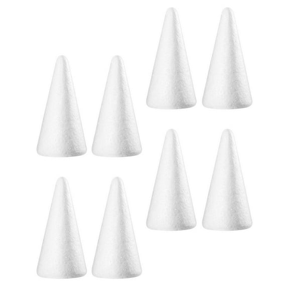 MUSEYA 8Pcs White Foam Cones Polystyrene Shapes for Preschool Activities