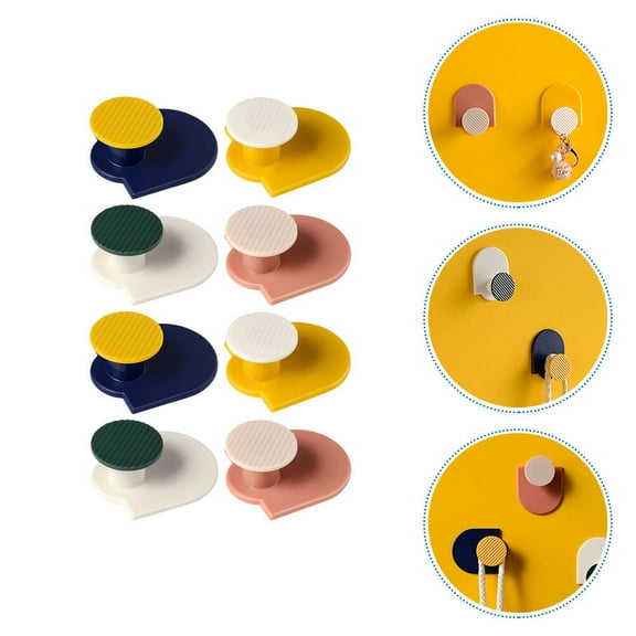 OATIPHO 8Pcs Nordic Style Hooks Abs Traceless Removal No Damage to Walls for Home Users Assorted Color