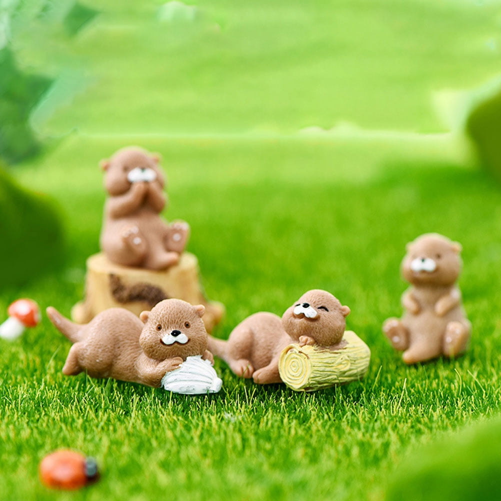 MUSEYA 8pcs Miniature Animal Statue Light Brown Resin Tiny Figurines ...
