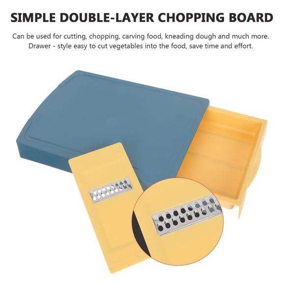 OATIPHO Simple Drawer Type Acrylic Double Layer Chopping Board with Storage Case for Home
