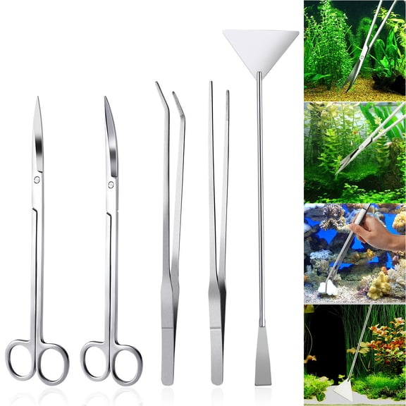 OATIPHO Aquarium Aquascaping Kit Stainless Steel Tweezers Scissors and ula for Plant Care