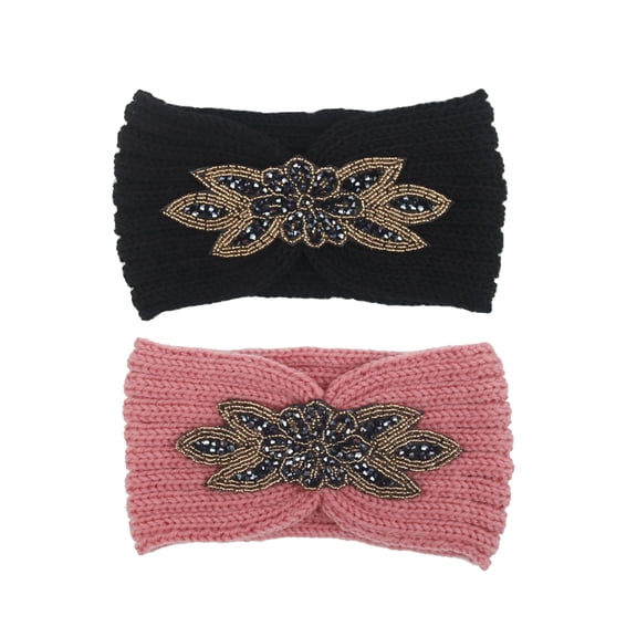 OATIPHO 2Pcs Winter Headband Knitted Hair Band Warm Crochet Headwraps Assorted Color for Riding
