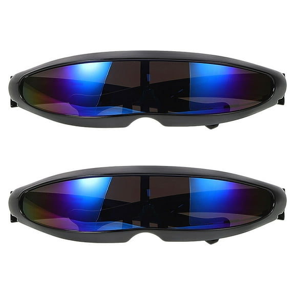 MUSEYA Back to School 2Pcs Futuristic Cycling Glasses Wrap Around Fish Shaped PC Multi Durable For Outdoor Use