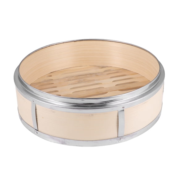 OATIPHO Bamboo Steamer, Beige, with Stainless Steel Banding, Ideal for Home Cooking
