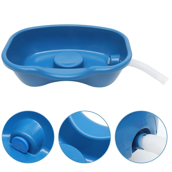 MUSEYA Bed Shampoo Basin Plastic Dark Blue for Medical Care 1Pack