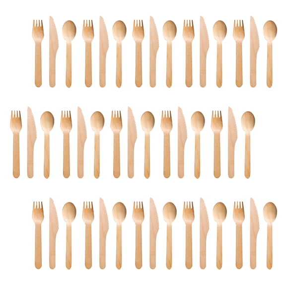 OATIPHO  Beige Wooden Forks Spoons Knives, Portable Tableware for Parties and Home