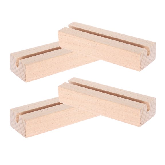 OATIPHO 4Pcs Beige Wooden Calendar Holder Stands Rustic Multifunctional Wood Base for Tabletop Display