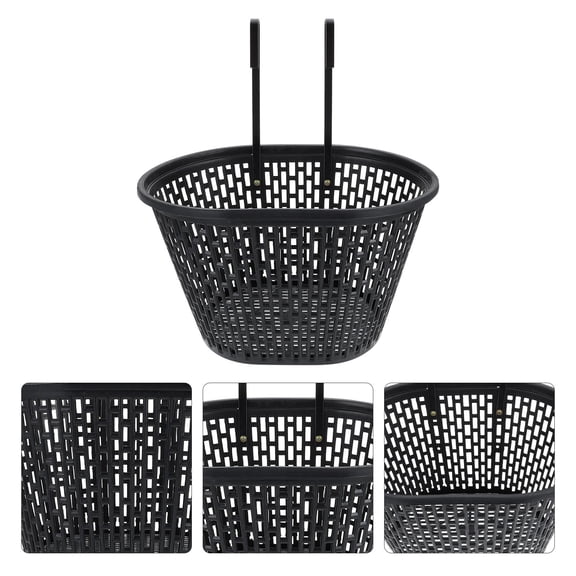MUSEYA 1Set Stable and Practical Black Plastic Bike Basket for Front Handlebar Cycling Easy to Install