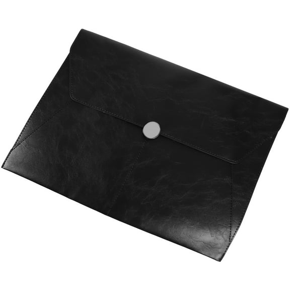 MUSEYA Black Leather File Folder Bag 1Pack To Keep Your Important Documents Safe And Accessible