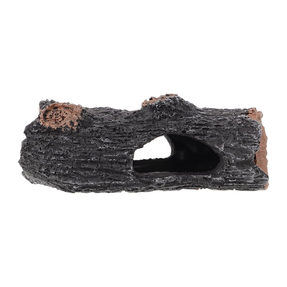 OATIPHO Black Reptile Tree Bark Hide Aquarium Decor Fish Tank Shelter with Realistic Tree Hole Design