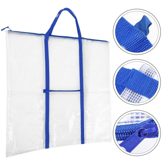 MUSEYA Blue Plastic Drawing Storage Bag for Artists with Simple Design 1Pack