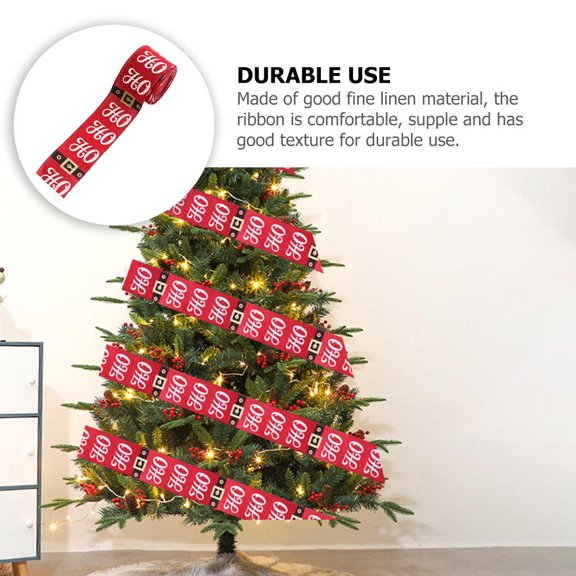 OATIPHO Durable Linen Ribbon with Classic Christmas Design Perfect for DIY Bow Making and Craft Decoration