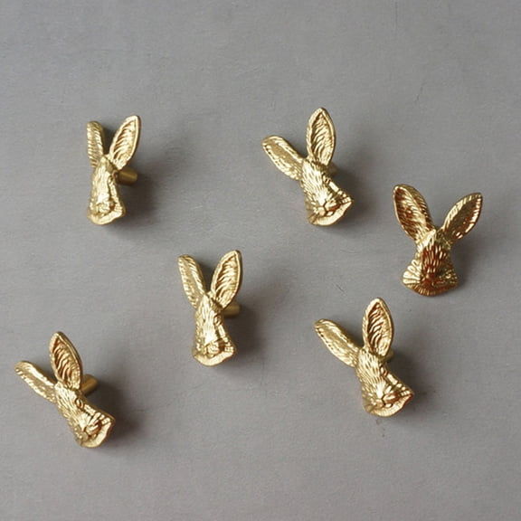 MUSEYA Brass Knobs For Dresser Rabbit Head Knob Golden Modern Minimalist 1Pack