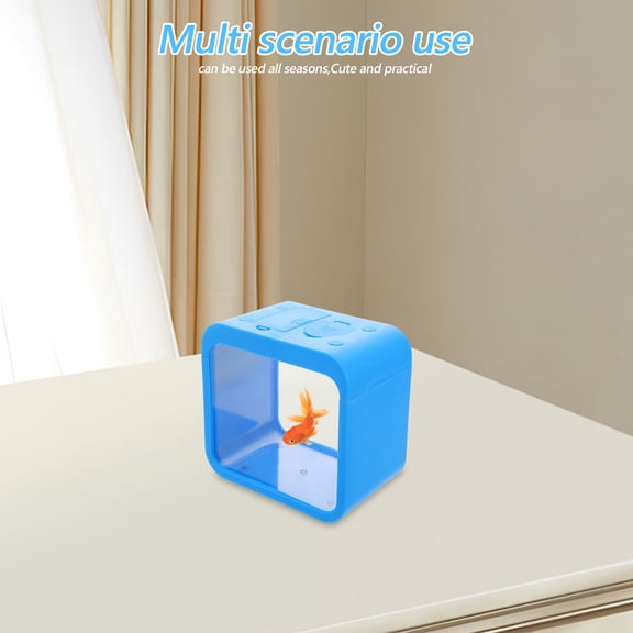 MUSEYA Breeding Tank Aquarium Box Sky-Blue Plastic Lighting for Betta Fish Jellyfish Desktop Aquarium 1Pcs