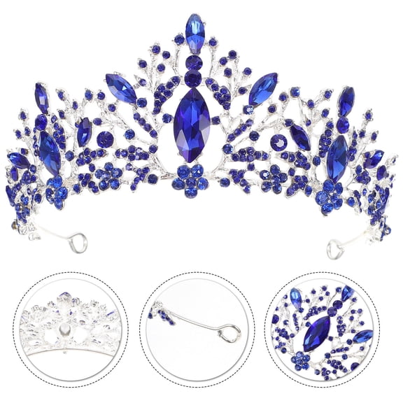 OATIPHO Bridal Crown Headband, Blue, Great Accessory for Bride, Bridesmaid, Party