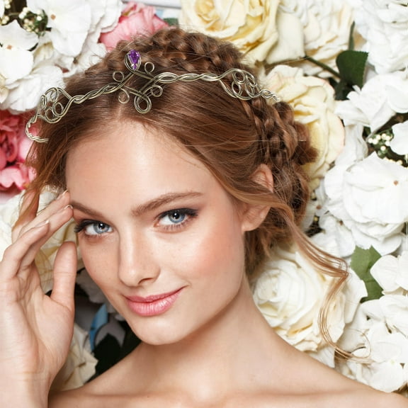 OATIPHO Crown Headband for Women Hair Accessory for Photo Shoot in Gold 1Pcs