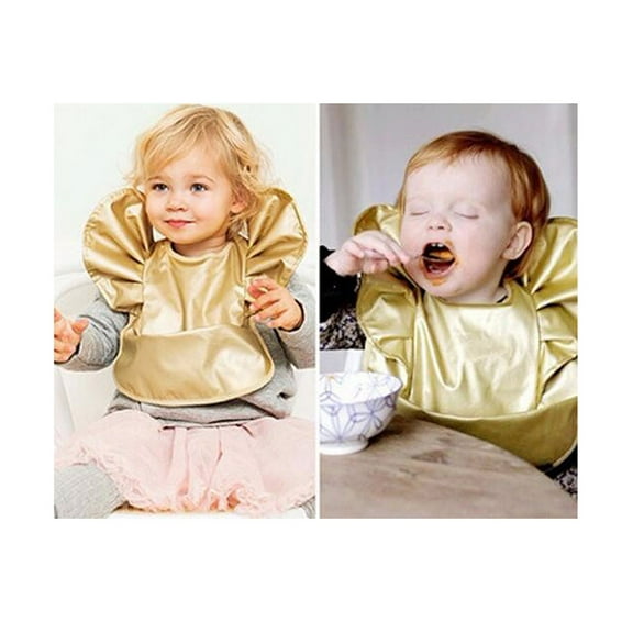 MUSEYA Waterproof Saliva Towels Golden Cotton Bib with Snap for Messy Eating