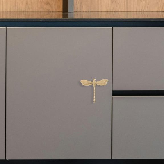 OATIPHO Brass Cabinet Pull with Dragonfly Motif Easy Installation for Dressers and Shoe Cabinets