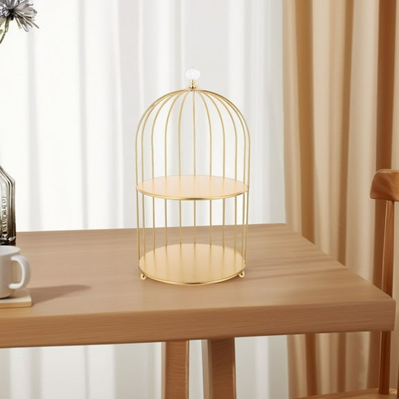 MUSEYA Cake Stands For Dessert Table Birdcage Cupcake Stand Golden Metal Wedding Cake Holder 1Pack