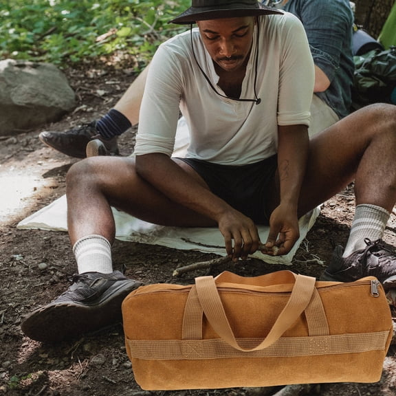 OATIPHO Lightweight Canvas Tent Peg Bag Outdoor Camping Storage Organizer in Khaki