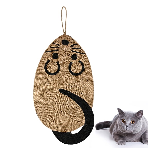 MUSEYA Cat Grinding Mat Mouse Shaped Scratcher for Pets Made of EVA and Sisal Khaki Color 24.0 x 16.0 inches