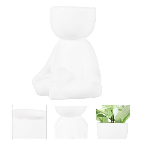 OATIPHO Ceramic Flowerpot Humanoid Planter White for Home Decoration