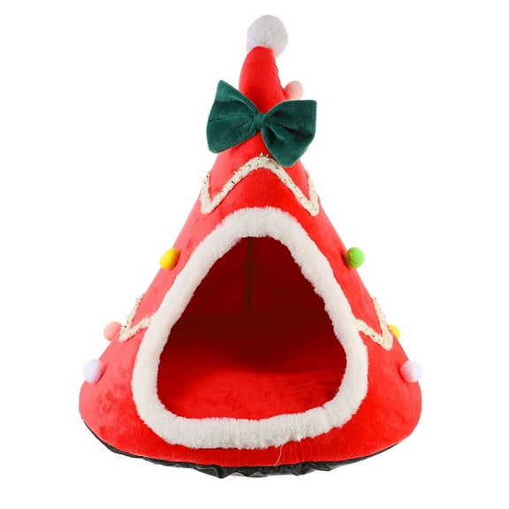 MUSEYA Christmas Cozy Cat Dog Sleep Nest House Warm Cushion For Pets Holiday Decor For Your Home
