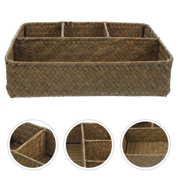 OATIPHO Rustic Bulrush Woven Organizer, Light Brown, Coffee and Tea Storage