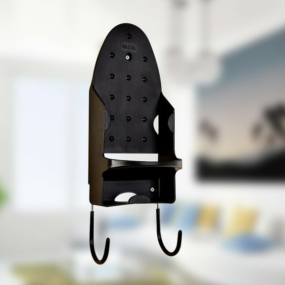 OATIPHO Bathroom Shelf with Strong Hooks for Electric Iron and Ironing Board Storage Black