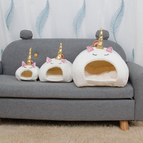 MUSEYA Cozy Unicorn Plush Pet Bed House for Hamsters Squirrels Mice Ideal for Travel and Home