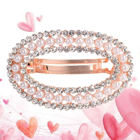 MUSEYA Crystal Rhinestones Hair Barrettes Rhinestone Hair Clip Alloy Rose Gold 1Pack