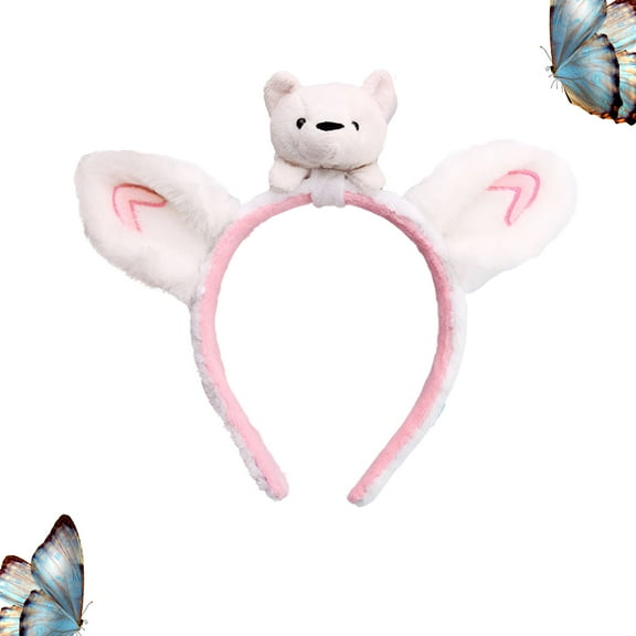 OATIPHO Lightweight White Hair Hoops Panda Ear Headdress for Party Supplies and Cosplay Events