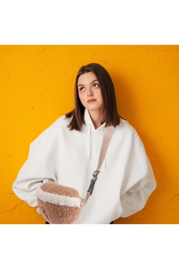 Female Waist Bag Bear Pattern Fanny Pack Plush Material for Everyday Use