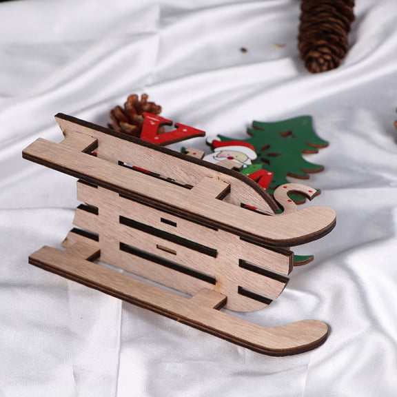 OATIPHO Eco-Friendly DIY Bamboo Sleigh, Green Wooden Christmas Table Decoration