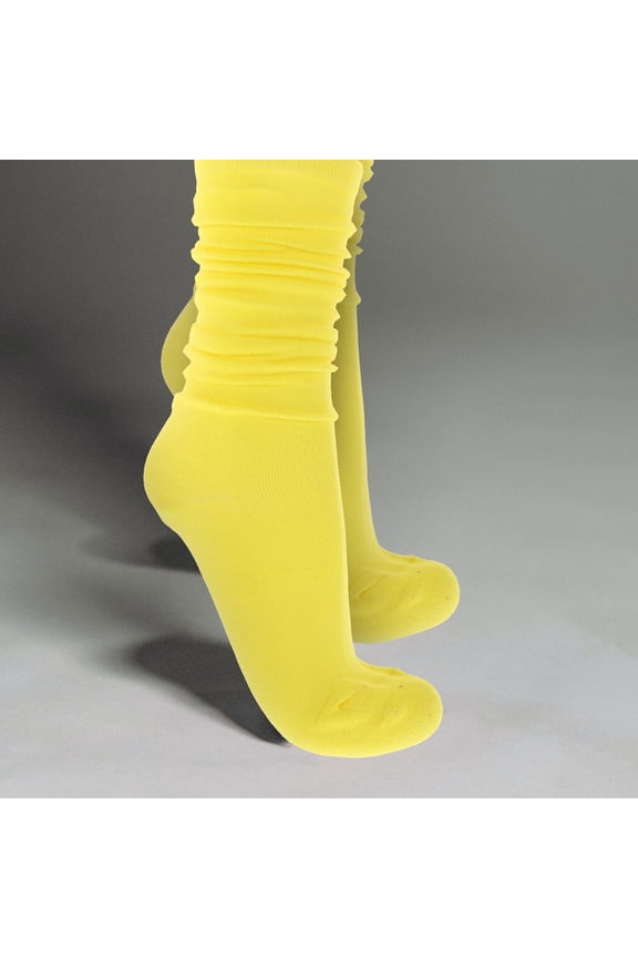 Tube Socks for Women Bright Yellow Cotton 1 Pair Soft Breathable Knee Socks