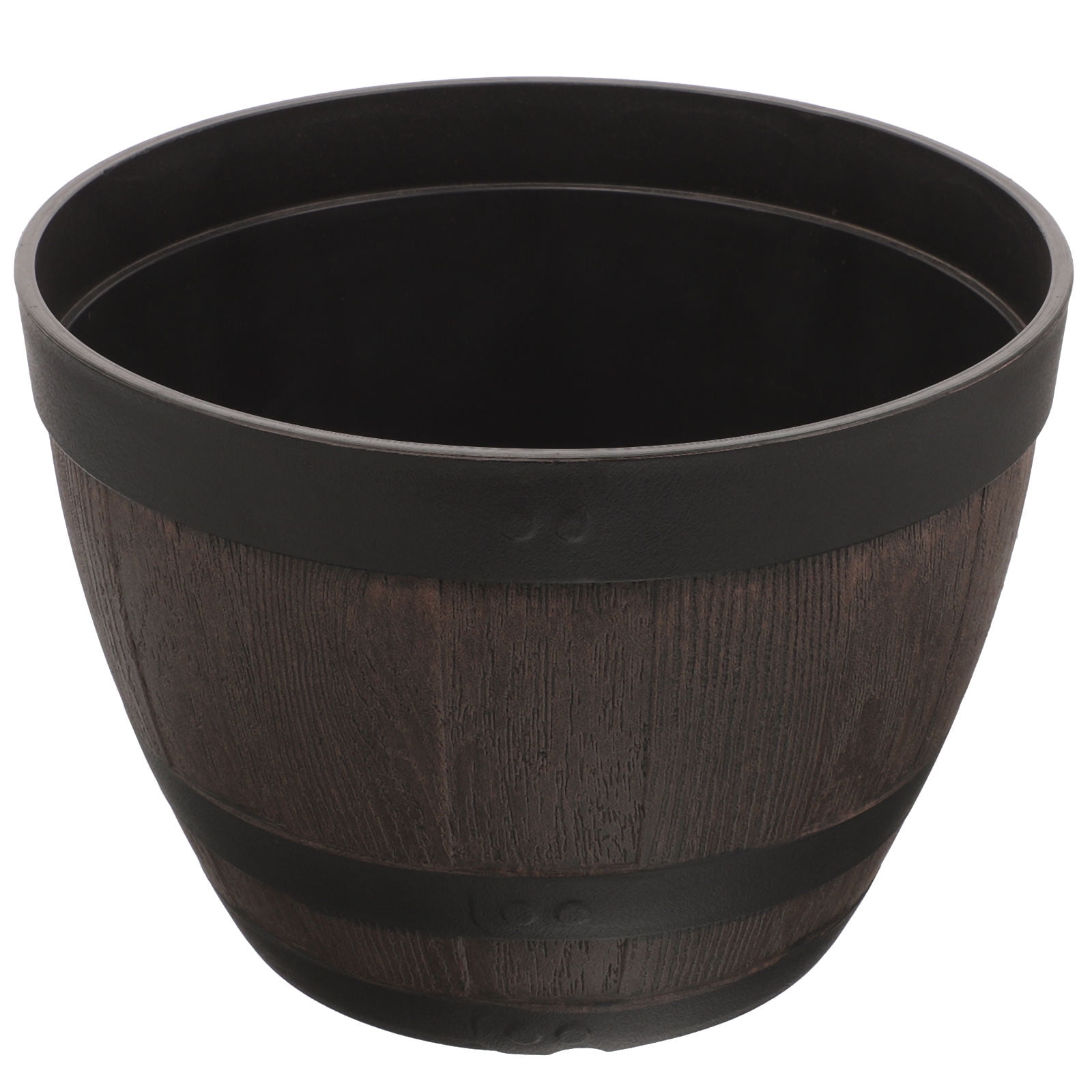 OATIPHO Black Plastic Barrel Planter for Storage and Gardening