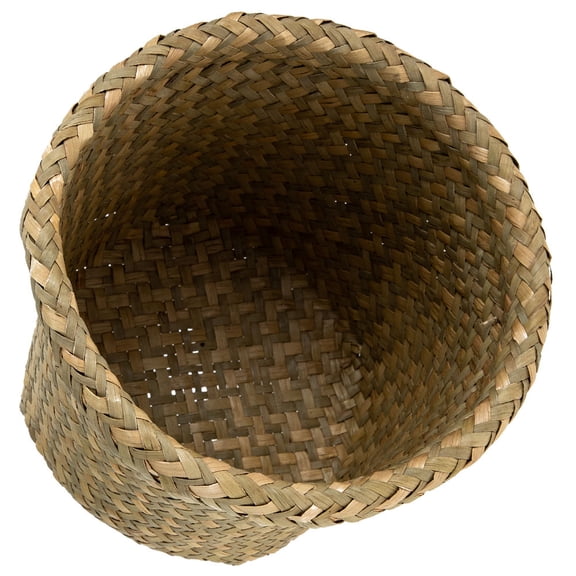OATIPHO Woven Storage Basket Pull Out Trash Can for Home Office Bedroom Khaki Color