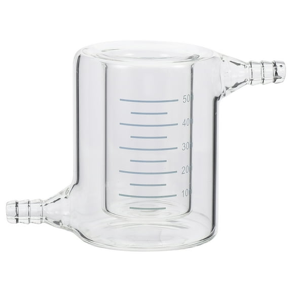 MUSEYA Double Layer Beaker with Heat Resistant Jacket for Laboratory Use Made of Synthetic Material Transparent