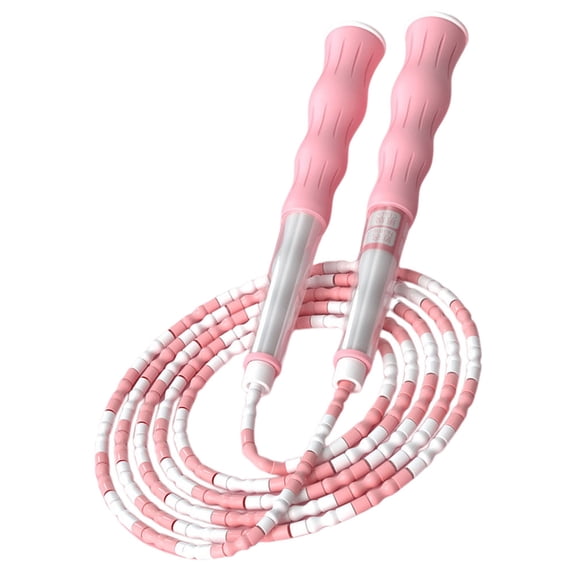 OATIPHO Beaded Pink Jump Rope Adjustable for Fitness Training Exercise and Gym Workouts