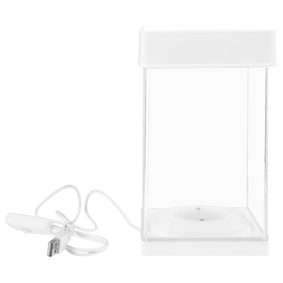 OATIPHO Transparent Plastic Fish Tank with LED Light Small Aquarium for Tabletop Decor