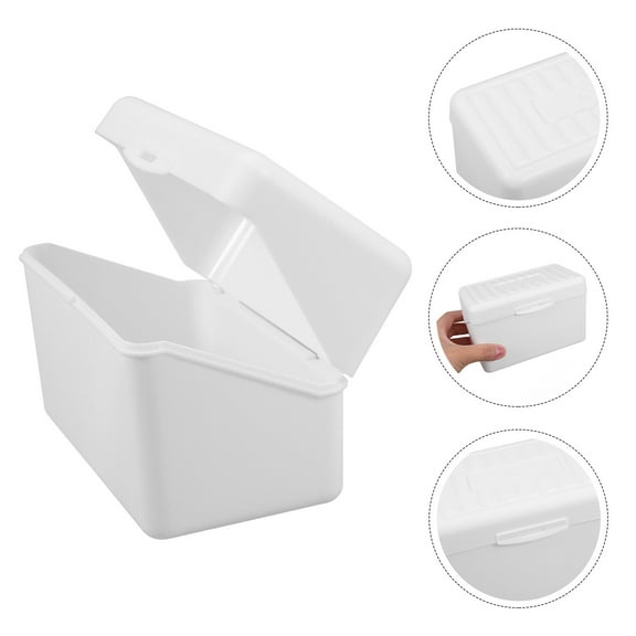 OATIPHO White Flashcard Holder Box Portable Office Cards Storage Case Desk Organizer