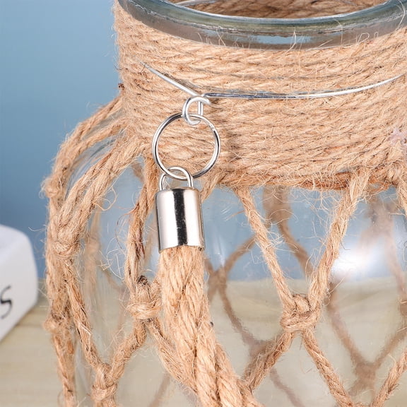 OATIPHO Flower Vase Unique Transparent Hemp Rope Glass Vase for Decorative Container Women 1Pack