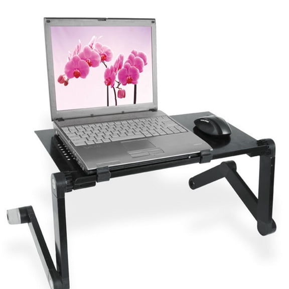 OATIPHO Bedroom Foldable Laptop Table with Heat Dissipation and Adjustable Height in Black
