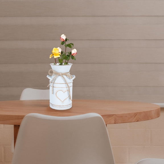 OATIPHO 1Pc Galvanized Flower Vase Rustic Metal Craft Table Centerpiece for Home Decor