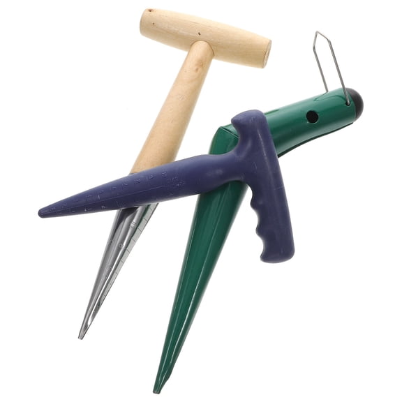 OATIPHO 1Set Stylish Garden Hole Puncher Wood Handle Dibber for Sowing and Fertilization