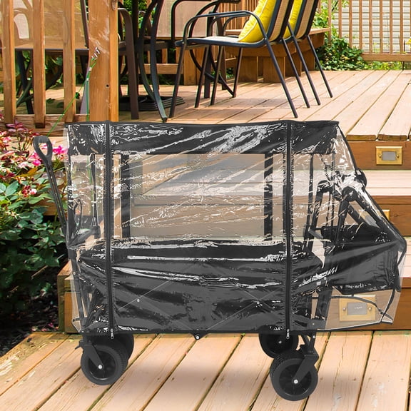 OATIPHO Transparent Universal Wagon Canopy Attachment Foldable Rain Cover for Handcart and Garden Cart Outdoor Use
