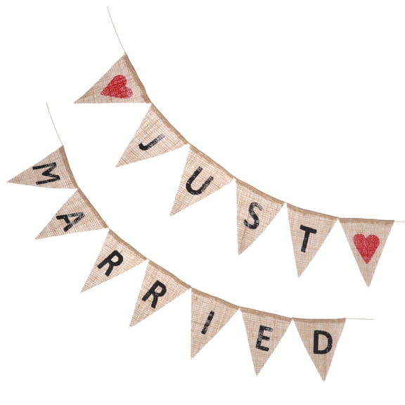 OATIPHO pennant party decoration Wedding Banner Burlap Rustic Celebration for Couples 1Pcs