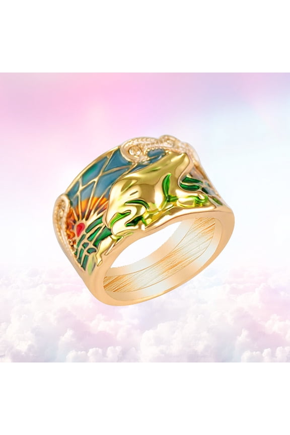 Golden Epoxy Ring Waterproof Jewelry for Women Classical Design 1Pack